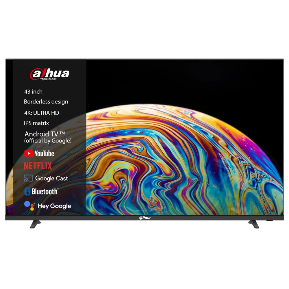 TV Set|DAHUA|43"|4K/Smart|3840x2160|Wireless LAN|Bluetooth|Android TV|Black|DHI-LTV43-SD400